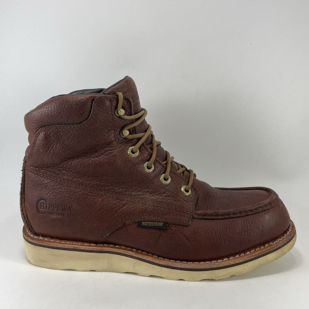 Chippewa Edge Walker 25341 Brown Leather Moc Toe Wedge Sole Boots Mens Size 10